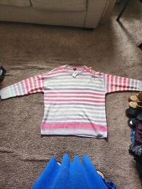 torrid Lavender, Pink & White Striped Knit Sweater
